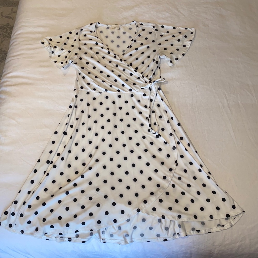Caution to the Wind Polka Dot Wrap Dress